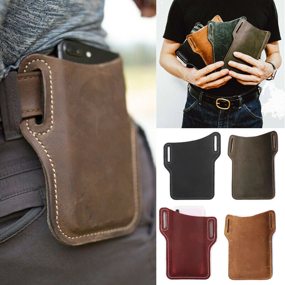 Horizontal Leather Cell Phone Pouch Wallet Case Holder Belt Clip Holster  Cover