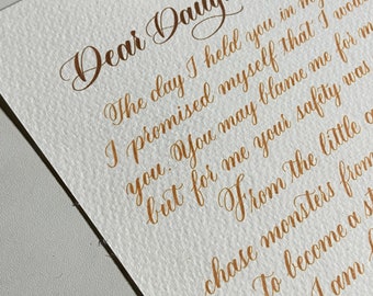 Carta de amor manuscrita personalizada en caligrafía / Carta manuscrita personalizada / Regalo de aniversario, Propuesta de matrimonio, Carta del día de la boda