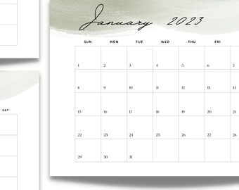 2023 Kalender Printable Monthly, Digitaler Monatskalender, Ganzjahreskalender PDF 2023