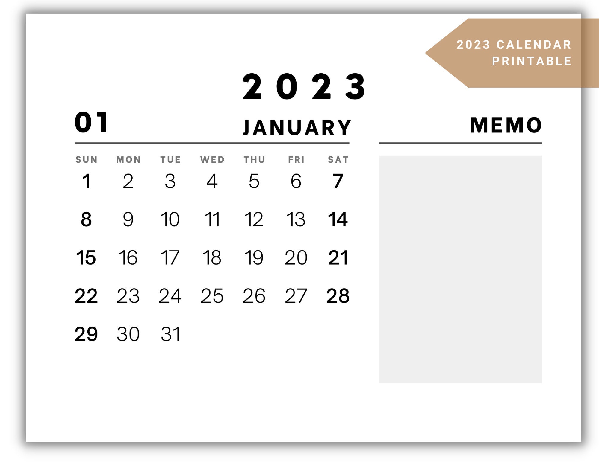 2023 Printable Calendar Minimalist Simple Calendar Full Year - Etsy