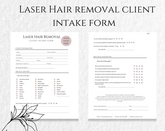 Laser Hair Removal Client Intake Form: Editable Esthetician Template (Canva)