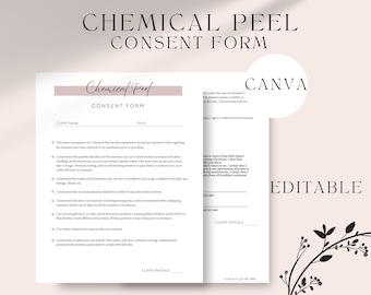 Chemical Peel Consent Form, Editable Esthetician Template, Printable Template, Chemical peel form, facial forms, Canva