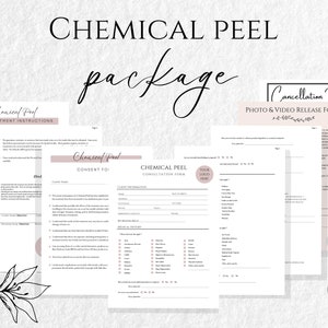 Professional Chemical Peel Forms, Chemical peel consent, Esthetician Templates, template bundles, chemical peel intake form, Canva, Editable