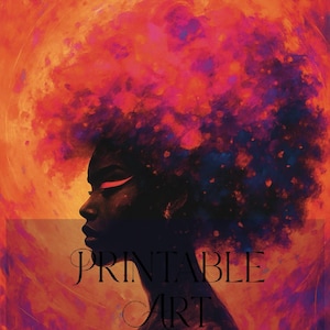 Vibrant Splatter Paint African Black Woman -Wall Art Poster-Free Print Guide