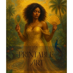 Impression d&#39;art numérique Orisha Oshun - énergie divine féminine et déesse spirituelle