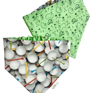 Golf Dog Bandana / Golfing Dog Bandana / Golf Season Dog Bandana / Caddy Dog Bandana / Scrunchie Dog Bandana / Reversible Dog Bandana