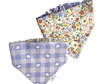 Easter Dog Bandana / Floral Dog Bandana / Reversible Dog Bandana / Scrunchie Dog Bandana