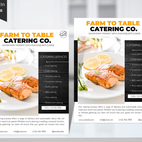 Catering Flyer Template, Editable Catering Flyer Guide, Instant Download, Printable Catering, Restaurant Flyer, Catering Advertisement Vo7