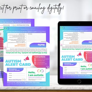 Autism Card, Autism ID Card, Autism Medical Card, Autistic Alert Card ...