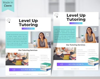 DIY Tutoring Flyer Templates Design, Leraar Privéles Cursussessie, Bewerkbare afdrukbare Instant Digital Canva, Tutoring Flyer vol 8