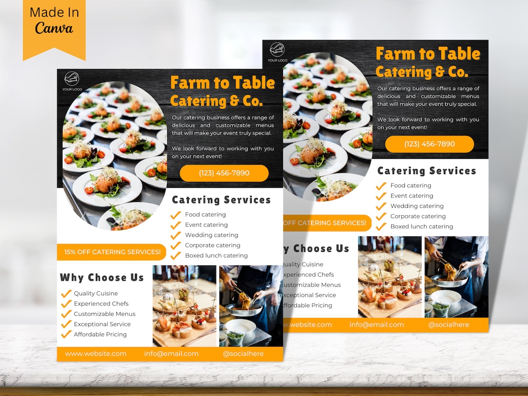 Catering Flyer Template, Editable Catering Flyer Guide, Instant