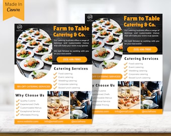 Catering Flyer Template, Editable Catering Flyer Guide, Instant Download, Printable Catering, Restaurant Flyer, Catering Advertisement Vo2