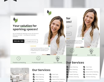 Cleaning Service Flyer, DIY Sheet, Cleaning Business Poster, Housekeeping Flyer, Editable Printable Template, Canva, Business Flyer vo 103