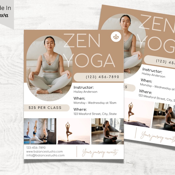 Yoga Flyer Template, Fitness Flyer, Yoga Template, Editable yoga template, Health and Wellness, Canva Flyer, Business Flyer, Yoga Promotion