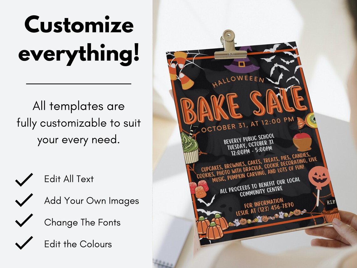 Editable Halloween Bake Sale Flyer Invitation, School Bake Sale ...