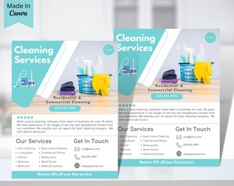 Cleaning Service Flyer, DIY Sheet, Cleaning Service Poster, Housekeeping Flyer, Editable Printable Template, Canva, Business Flyer vol 32