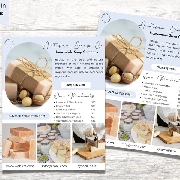 Handmade Soap Flyer Template, Editable Handmade Soap Making Small Business Flyers Templates, Soap Business Flyer, Soap Small Business 2