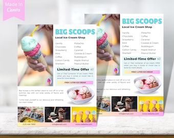 Ice Cream Flyer Template, Ice Cream Business Flyer, Icecream Flyer, DIY Ice Cream Flyer, Bakery Flyer, DIY Ice Cream Flyer, Dessert Canva
