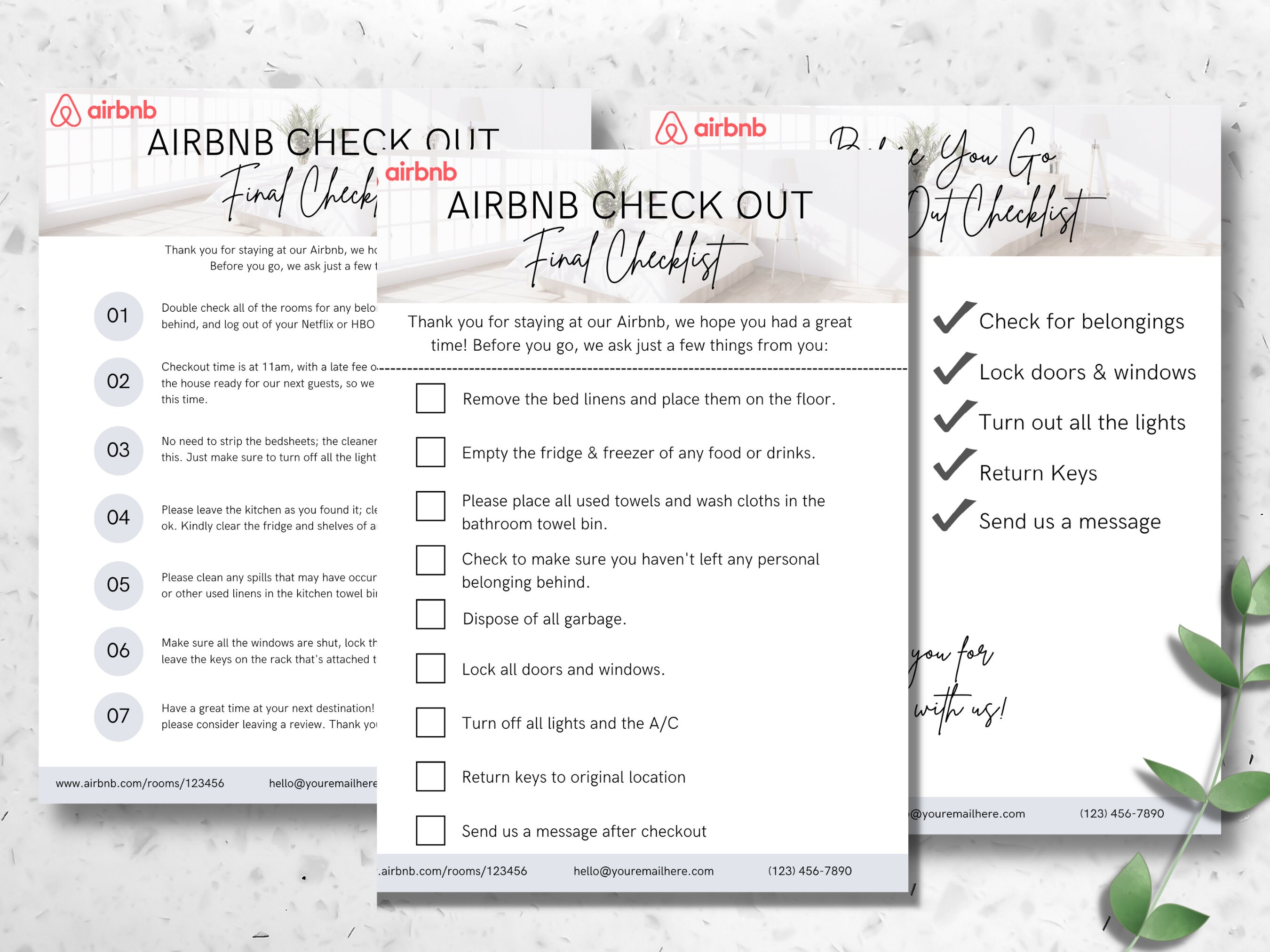 Airbnb Guest Check Out Checklist Sign Template Editable Etsy