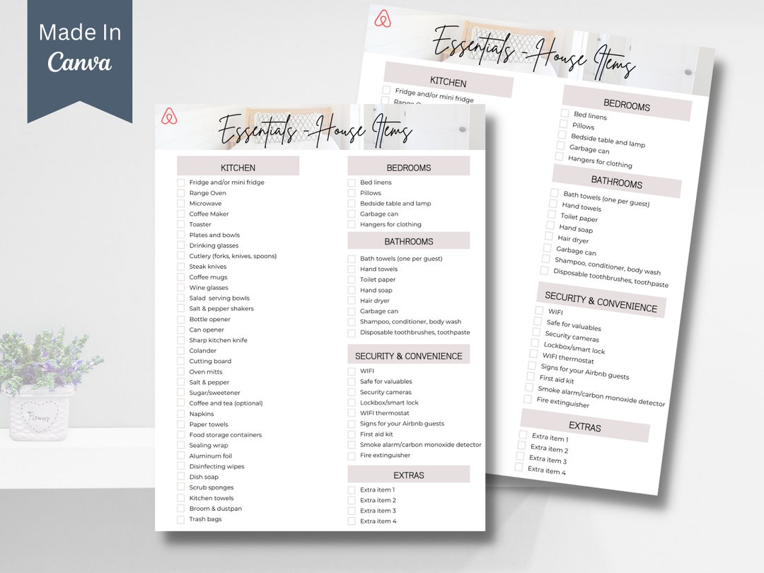 Airbnb Inventory Checklist, Airbnb Essentials, Housekeeping Checklist