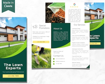 Gardening Brochure Template, Lawn Mowing Flyer Canva Template, Landscaping Flyer Template, Business Flyer, Printable, Lawn Care Flyer, promo