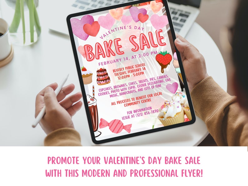 Editable Valentine's Day Bake Sale Fundraiser Flyer Etsy