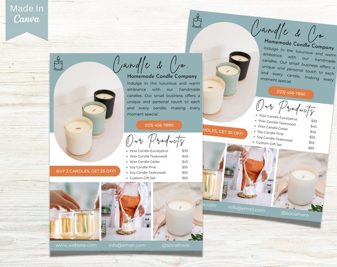 Candles Flyer Template Editable Small Business Candle Making Social