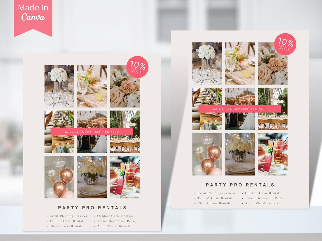 Party Rental Flyer Template, Event Decor Flyer, Editable in Canva ...