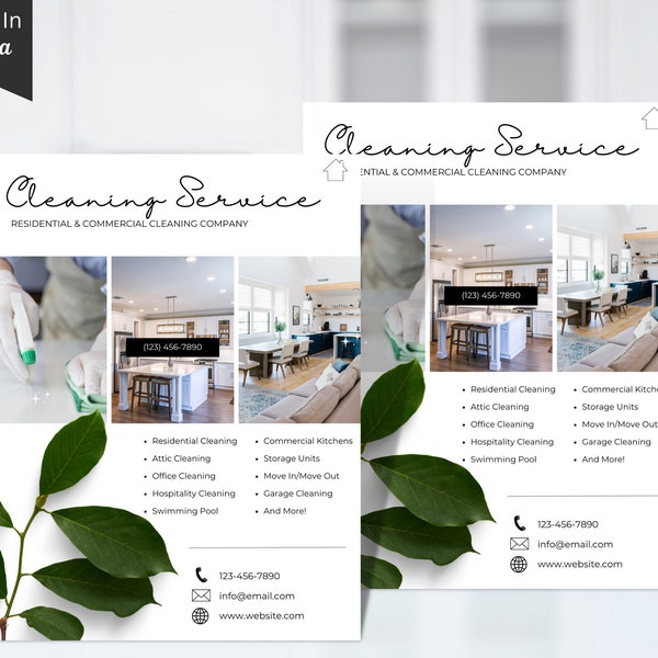Cleaning Service Flyer, DIY Flyer, Cleaning Business Poster, Housekeeping Flyer, Editable Printable Template, Canva, Business Flyer vol 57