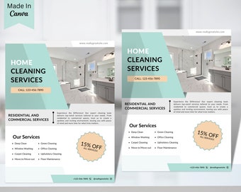 Cleaning Service Flyer, DIY Sheet, Cleaning Service Poster, Housekeeping Flyer, Editable Printable Template, Canva, Business Flyer vol 96