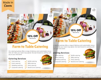 Catering Flyer Template, Editable Catering Flyer Guide, Instant Download, Printable Catering, Restaurant Flyer, Catering Advertisement Vo3