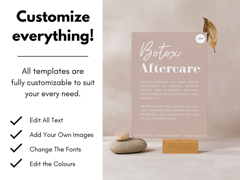 DIY Botox Aftercare Card, Post-injection Card, Editable Botox ...