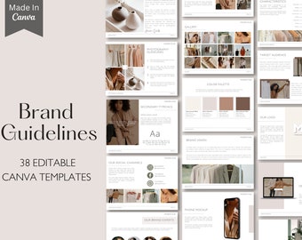 Brand Guidelines Template - Brand Style Guide, Presentation Template, Editable Canva Template, Neutral, Brand Strategy, Branding Kit