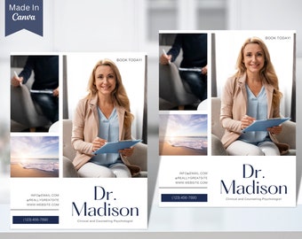 Counseling Psychology Therapy Flyer Templates Design, Editable Printable, Counselling, Wellness, Mental Health, Business Ads Therapist 62