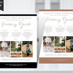DIY Leaflet for Party Equipment, Party Rental Flyer Template, Editable in Canva, Event Venue Rental Flyer Canva Template, Event Decor Flyer