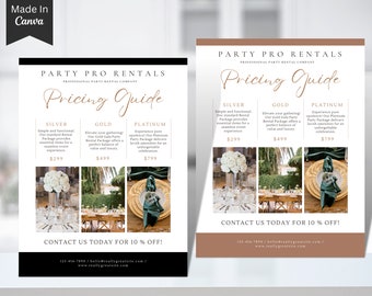DIY Leaflet for Party Equipment, Party Rental Flyer Template, Editable in Canva, Event Venue Rental Flyer Canva Template, Event Decor Flyer