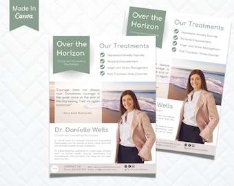 Counseling Psychology Therapy Flyer Templates Design, Editable Printable, Mental Health, Wellness, Business Ads Poster Therapist, canva 24