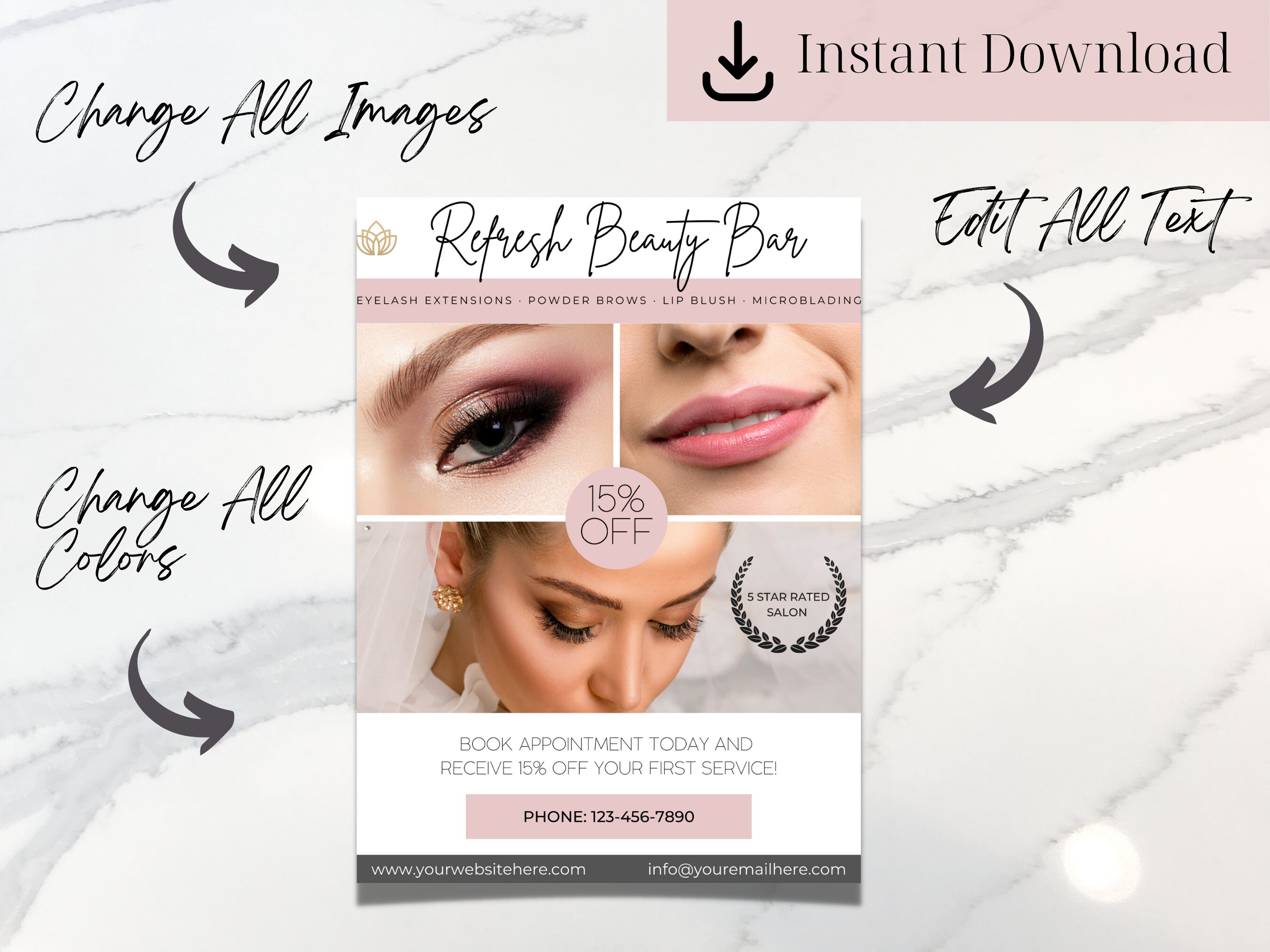 PMU Promotional Flyer, Canva Template, Instant Download, Esthetician ...