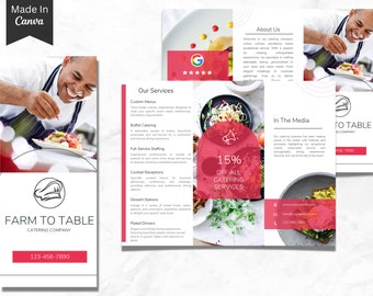 Catering Brochure Template, Editable Catering Flyer Guide, Instant Download, Printable Catering, Restaurant Flyer, Catering Business Flyer