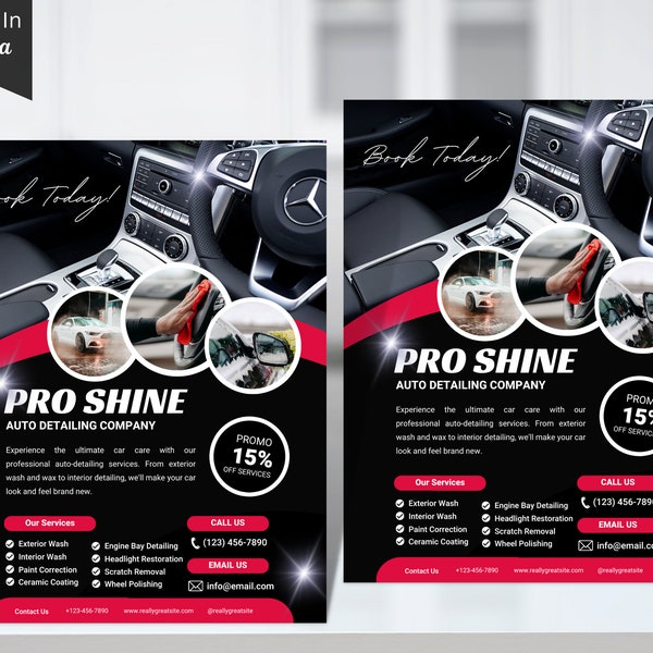 Auto Detailing, Car Detailing Flyer, Auto Flyer, Automotive Services Flyer, Canva Business Flyer, Social Media Flyer, Car Wash Flyer 23