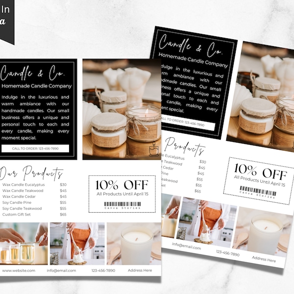 Soy Wax Candles Flyer Template, Editable Handmade Candle Making Small Business Flyers Templates, Candle Business Flyer, Candles Business 2