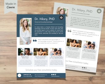 Counseling Psychology Therapy Flyer Templates Design, Mental Health, Wellness, Editable Printable, Therapist, Business Ads Poster, Canva