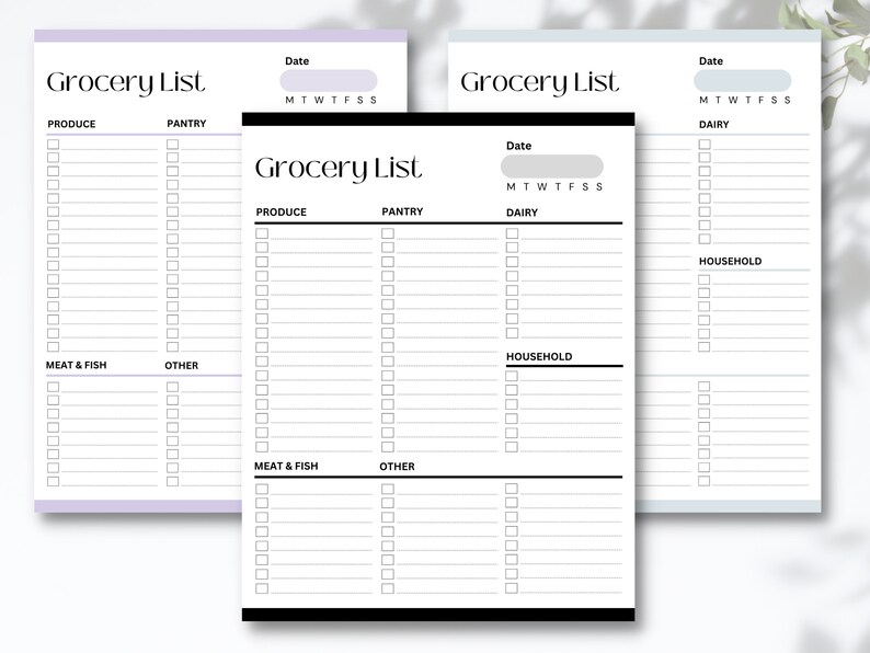 Printable Grocery List, Groceries Planner, Food Shopping List, Dairy
