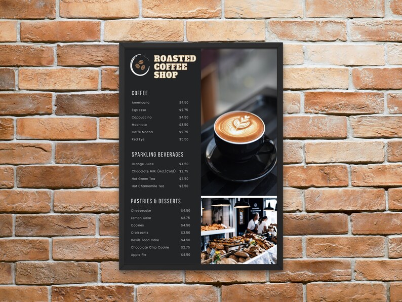 Coffee Menu Restaurant Menu Cafe Coffee Price List Bakery - Etsy