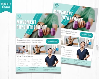 Plantilla de terapia quiropráctica, Folleto de promoción de fisioterapia, Folleto de negocios, Plantilla de servicio, Instantáneo, Plantilla Canva, Salud, Bienestar v5