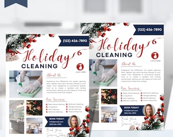 Holiday Cleaning Flyer, DIY Sheet, Housekeeping Flyer, Editable Printable Template, Canva, Business Flyer Printable, Cleaning Service Poster