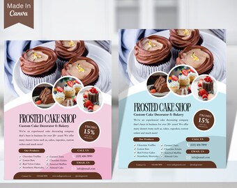 Bakery Flyer Template, Cake Business Flyer, Baking Dessert Flyer, DIY Cupcake Cake Flyer, Bakery Cupcake Flyer, DIY Cake Shop, Canva 37