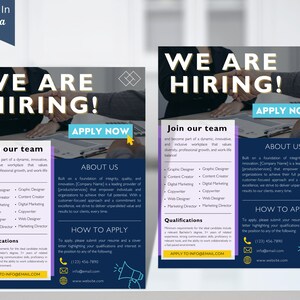 DIY Hiring Flyer Templates Design, We're Hiring Flyer, We're Hiring Business Template, Looking For, Editable Printable Digital, Canva 8