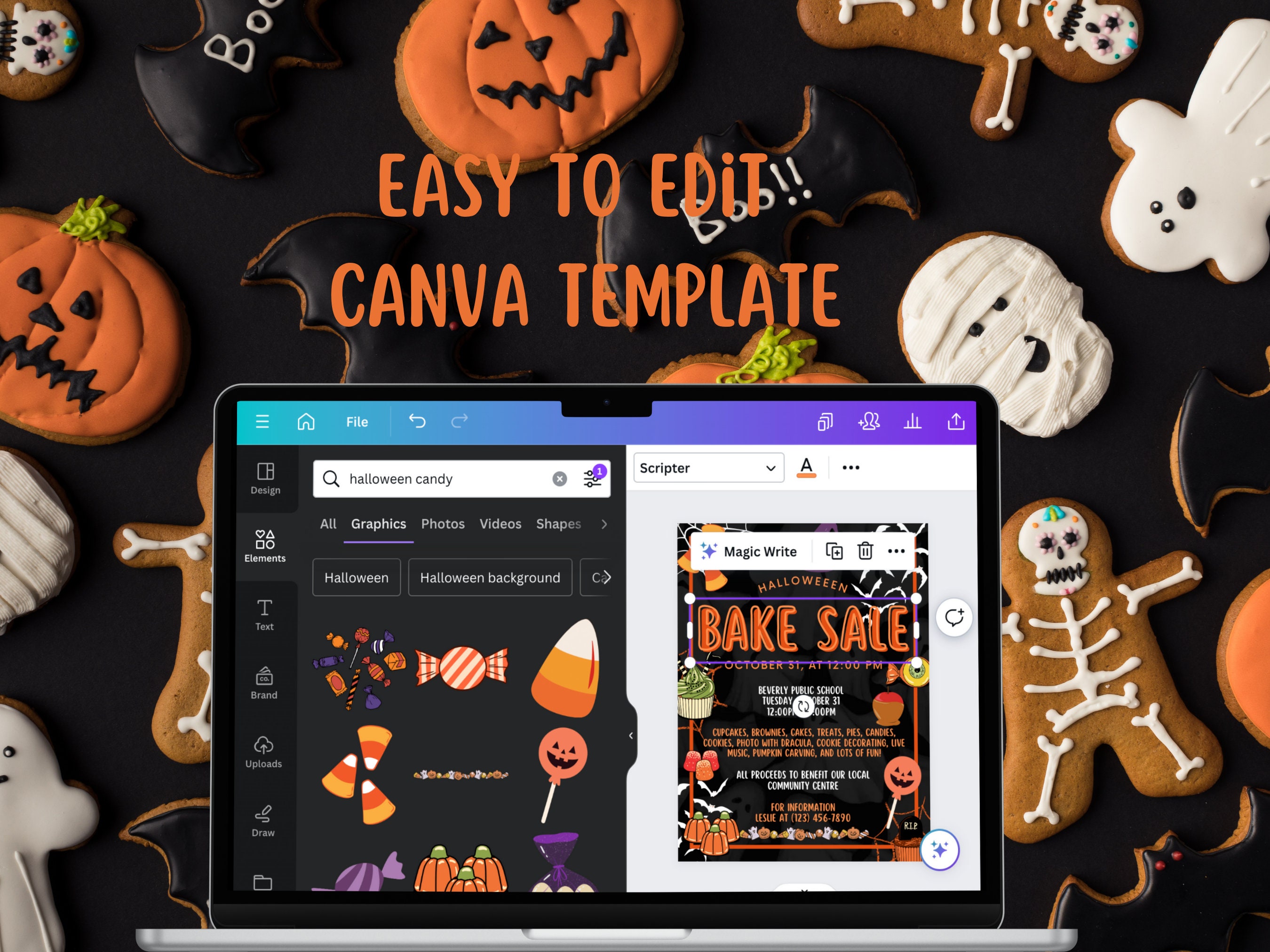 Editable Halloween Bake Sale Flyer Invitation, School Bake Sale ...