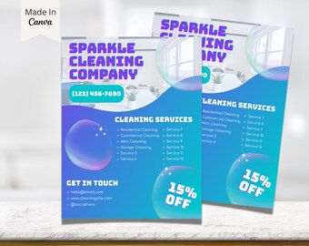 Cleaning Service Flyer, DIY Sheet, Cleaning Service Poster, Housekeeping Flyer, Business Flyer Printable, Printable Template, Canva, vol 13